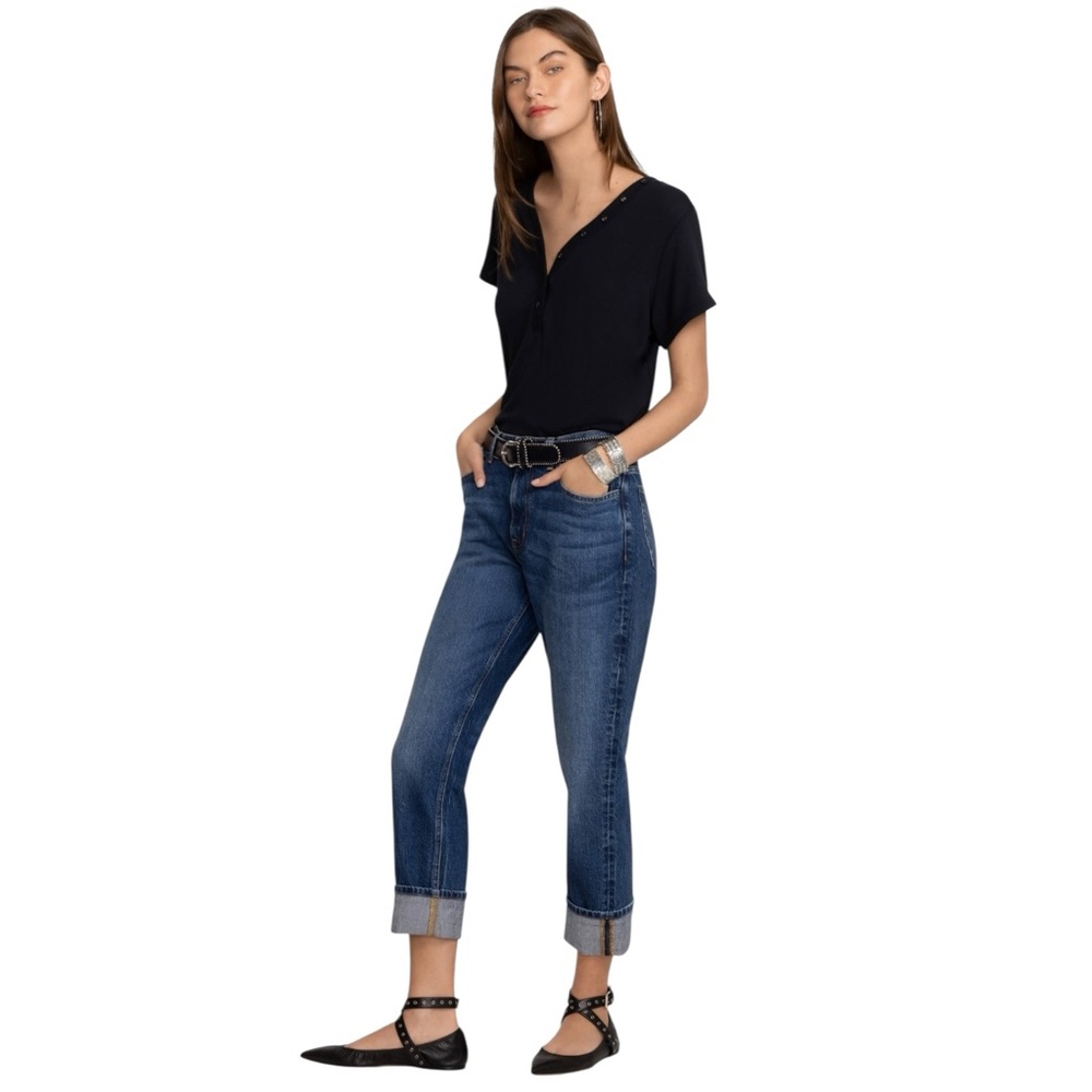 Johnny Was Barcelona Boyfriend Jeans Mason Blue Size 30 NWT - Picture 2 of 15